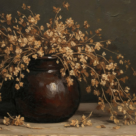 AK-05 - Vintage Vase Still Life with Dried Grass Bouquet - Sage and Rose Prints