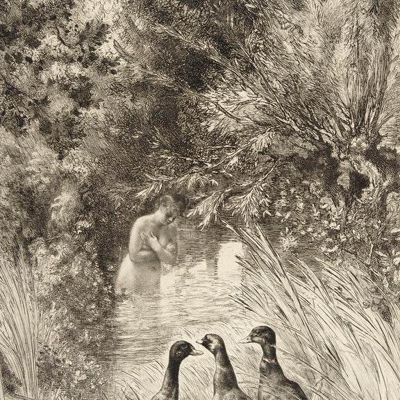 Vintage Trio of Ducks Drawing - Sage and Rose Prints