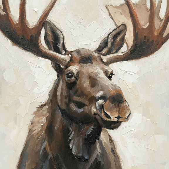Impasto Moose Painting Print - Sage and Rose Prints