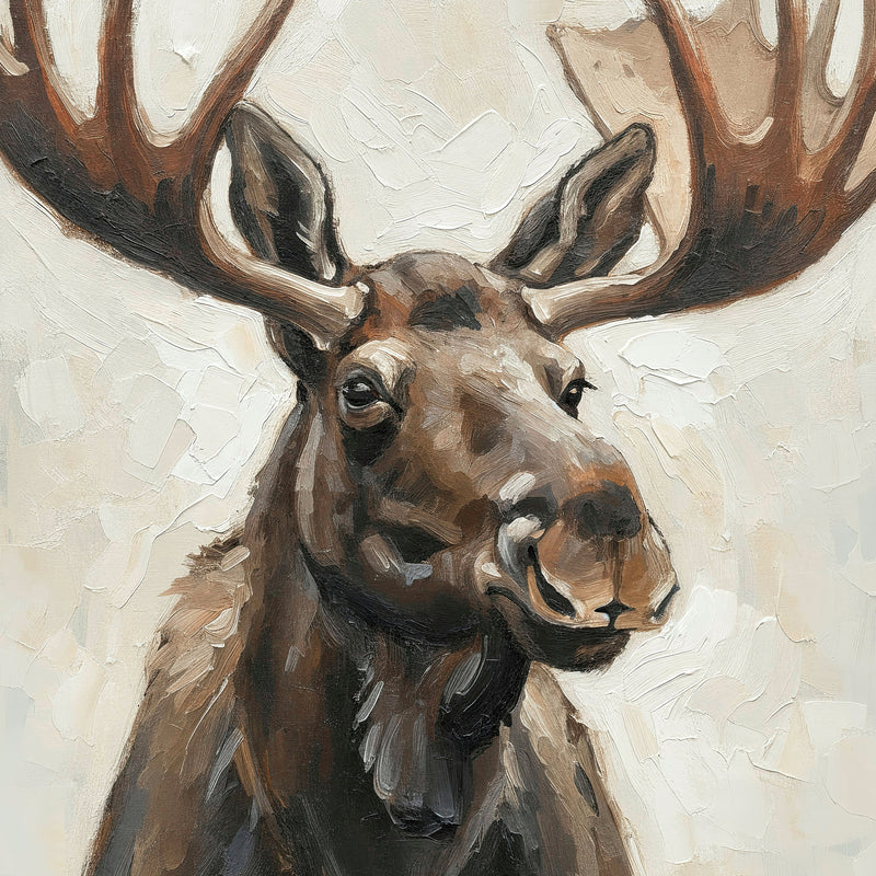 Impasto Moose Painting Print - Sage and Rose Prints