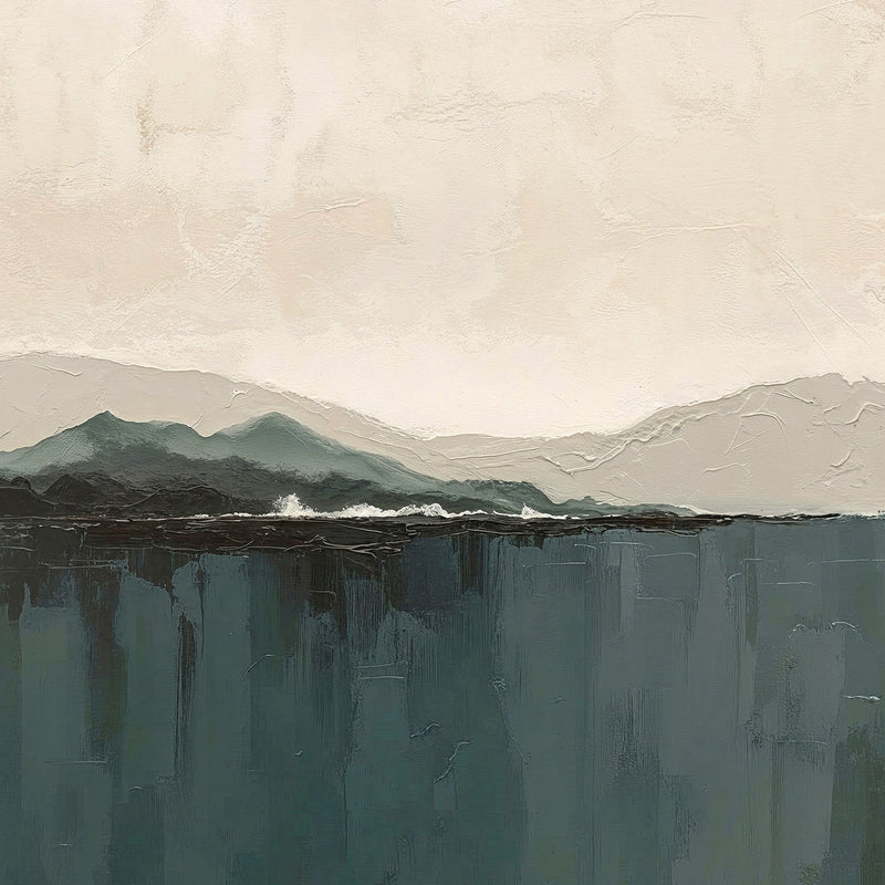 AK-14-Abstract Coastal Mountains in Dark Teals and Tans - Sage and Rose Prints