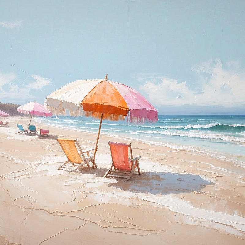 Peaceful Umbrellas on the Beach - Sage and Rose Prints