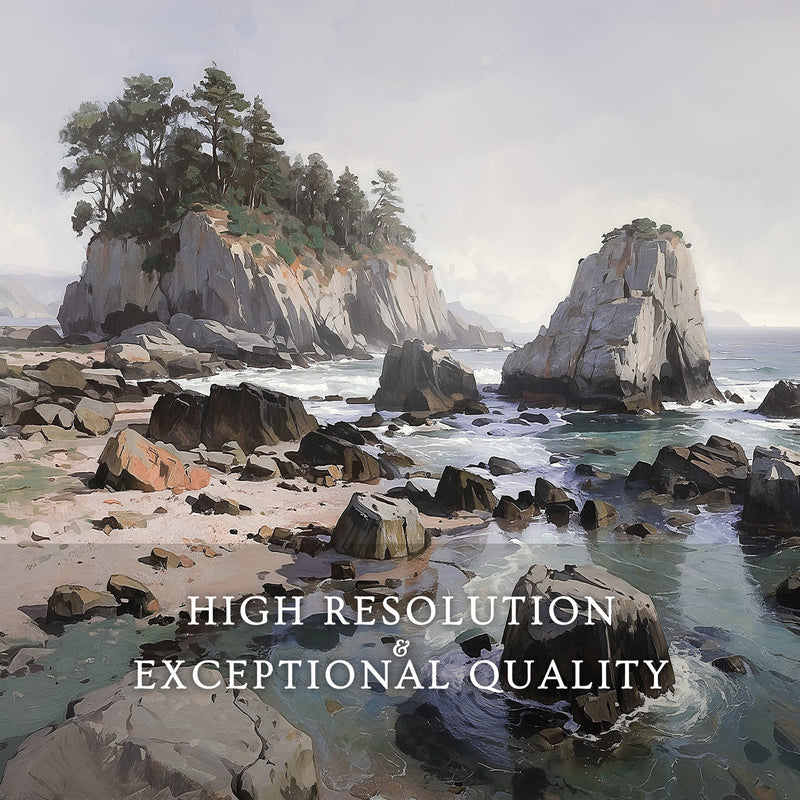 Rocky Beach Painting No1 - Sage and Rose Prints