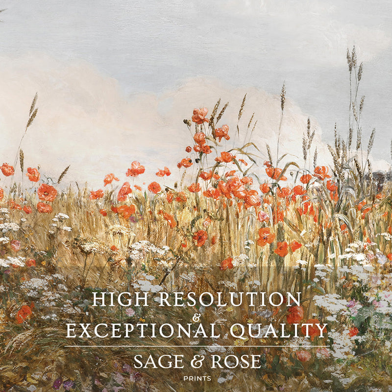 Poppy Landscape Art - Sage and Rose Prints
