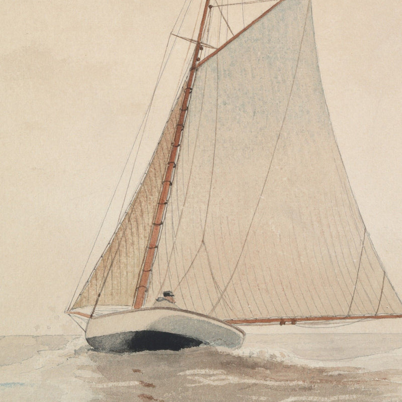 Vintage Beige Sailboat Print - Sage and Rose Prints