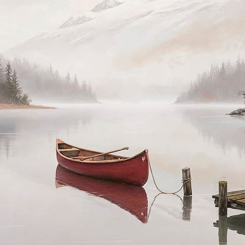 Canoe on a Misty Lake Watercolor Print - Sage and Rose Prints