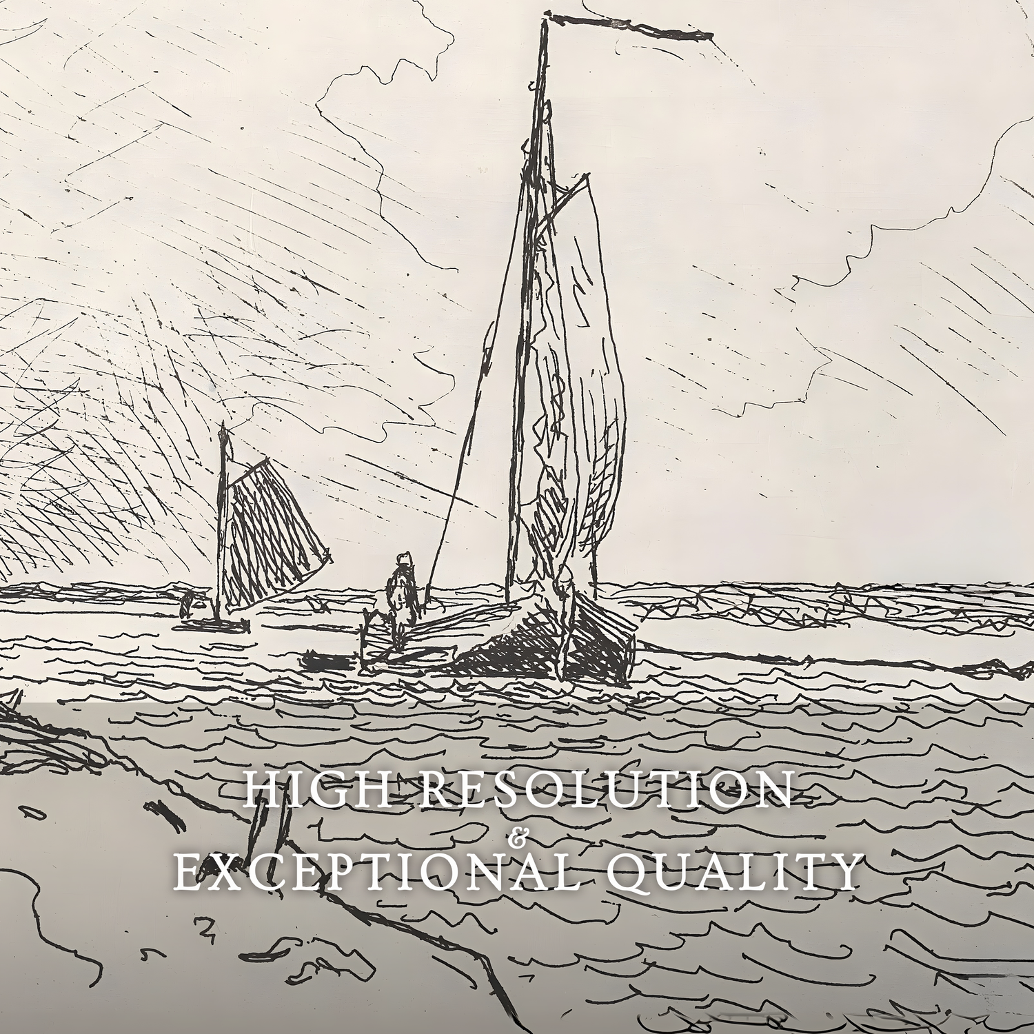 Sailboat Drawing 18-1x - Sage and Rose Prints