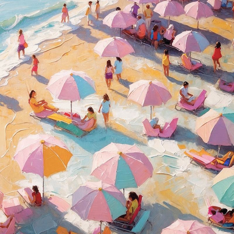 Bright Pink and Blue Beach Umbrellas - Sage and Rose Prints