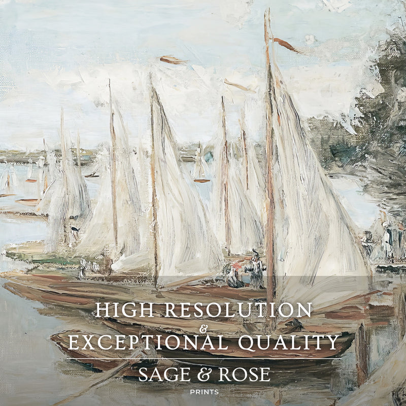 Vintage Sailboat Painting - Sage and Rose Prints