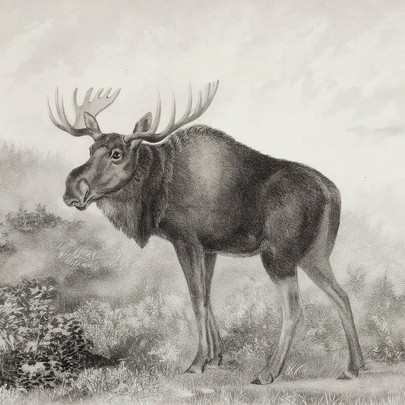 41- Historic Rustic Moose Sketch - Sage and Rose Prints