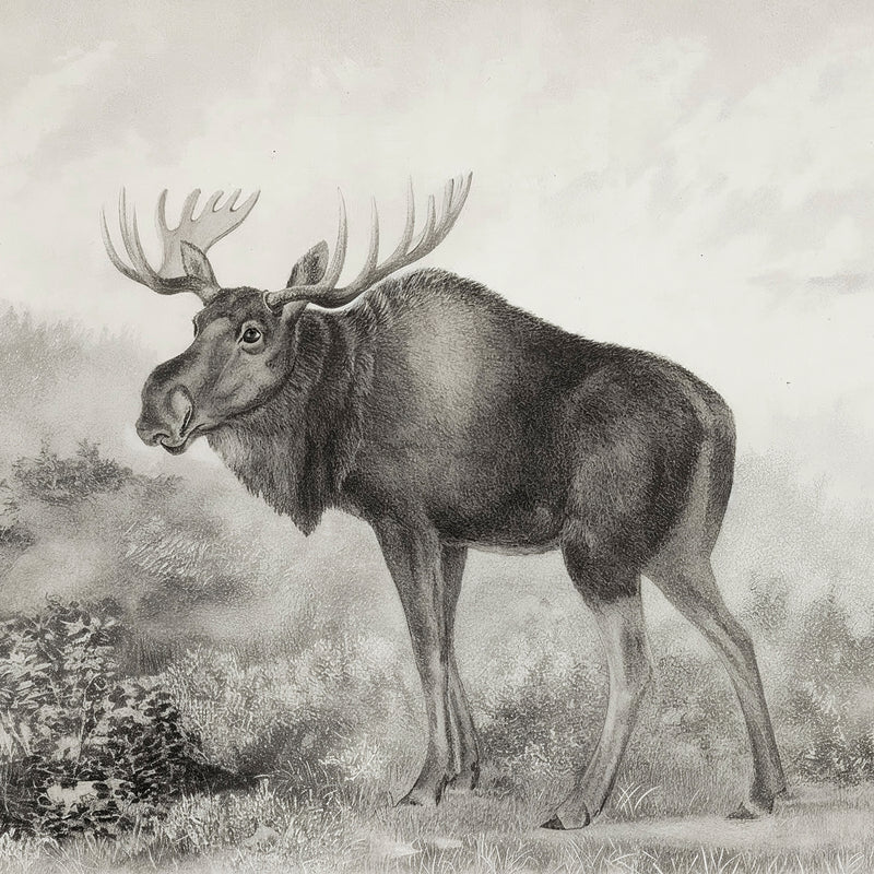 41- Historic Rustic Moose Sketch - Sage and Rose Prints