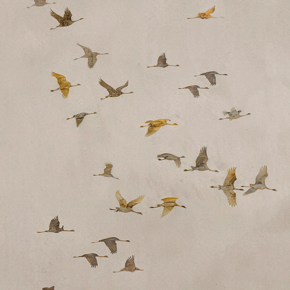 Flock of Birds Tan Japandi Watercolor - Sage and Rose Prints