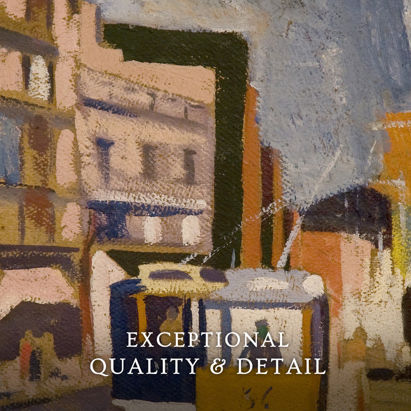 Yellow and Blue Cubist Cityscape No2 - Sage and Rose Prints