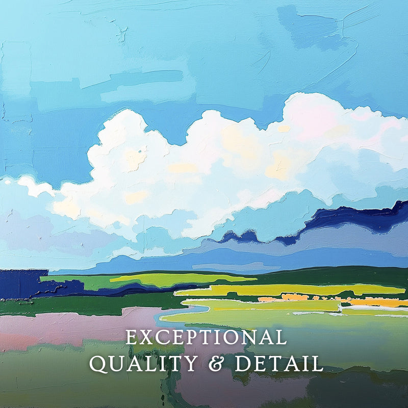 Fluffy Clouds and Green Fields Abstract Art - Sage and Rose Prints