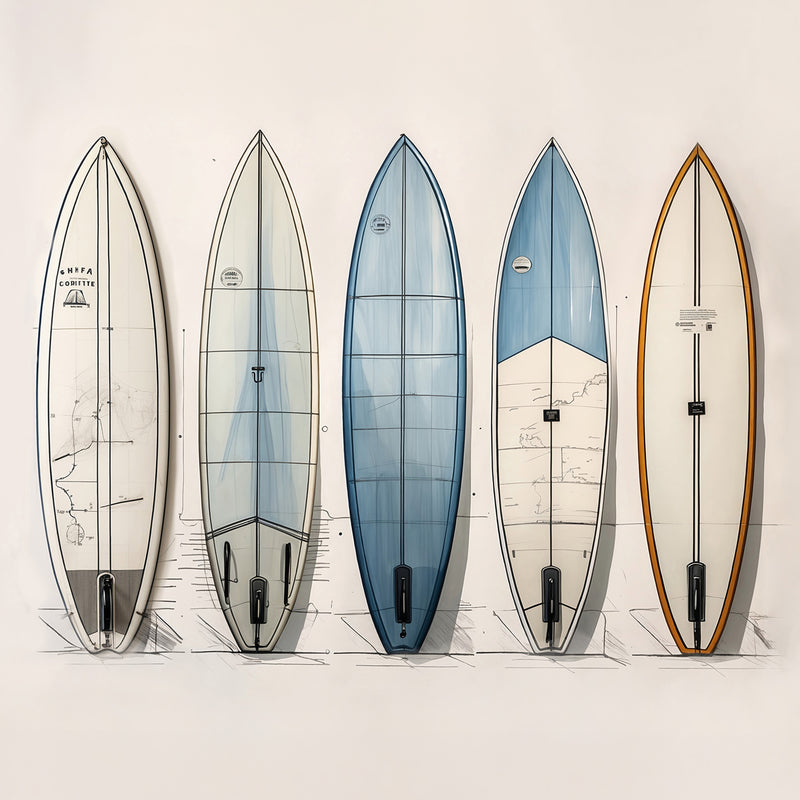 Surfboard Wall Art in Blues and Tans - Sage and Rose Prints
