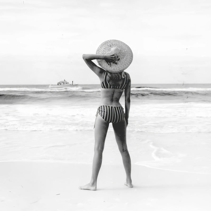 Woman On the Beach Retro Photo No2 - Sage and Rose Prints