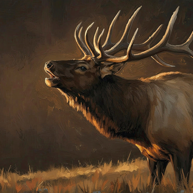 Moody Earth Tone Elk Wildlife Painting - Sage and Rose Prints