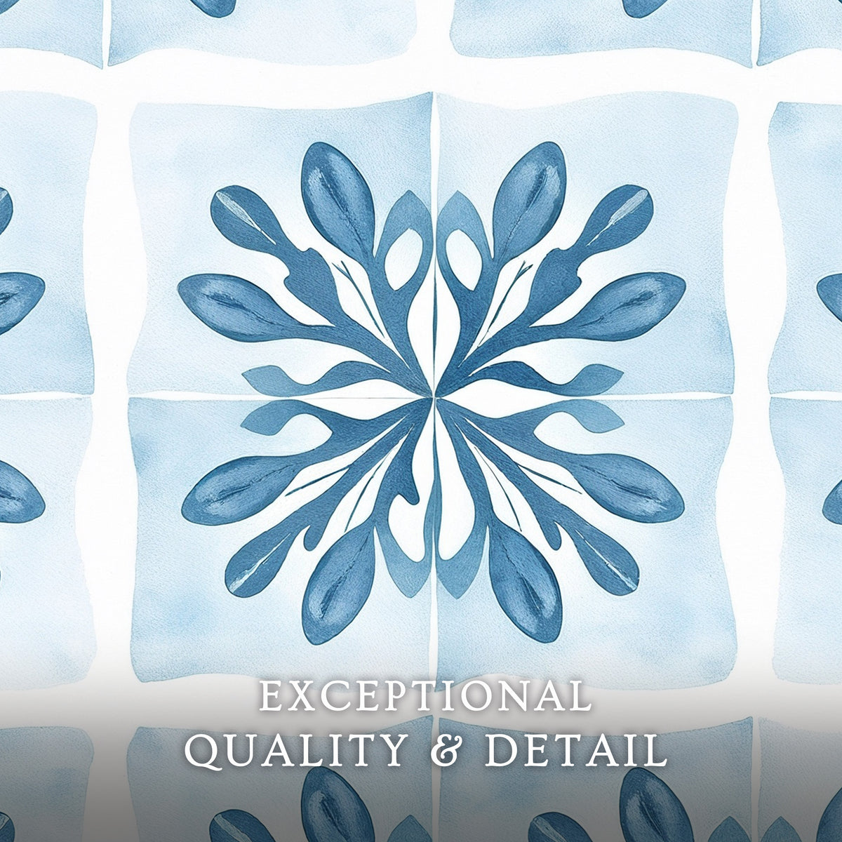 Muted Mediterranean Blue Pattern - Sage and Rose Prints