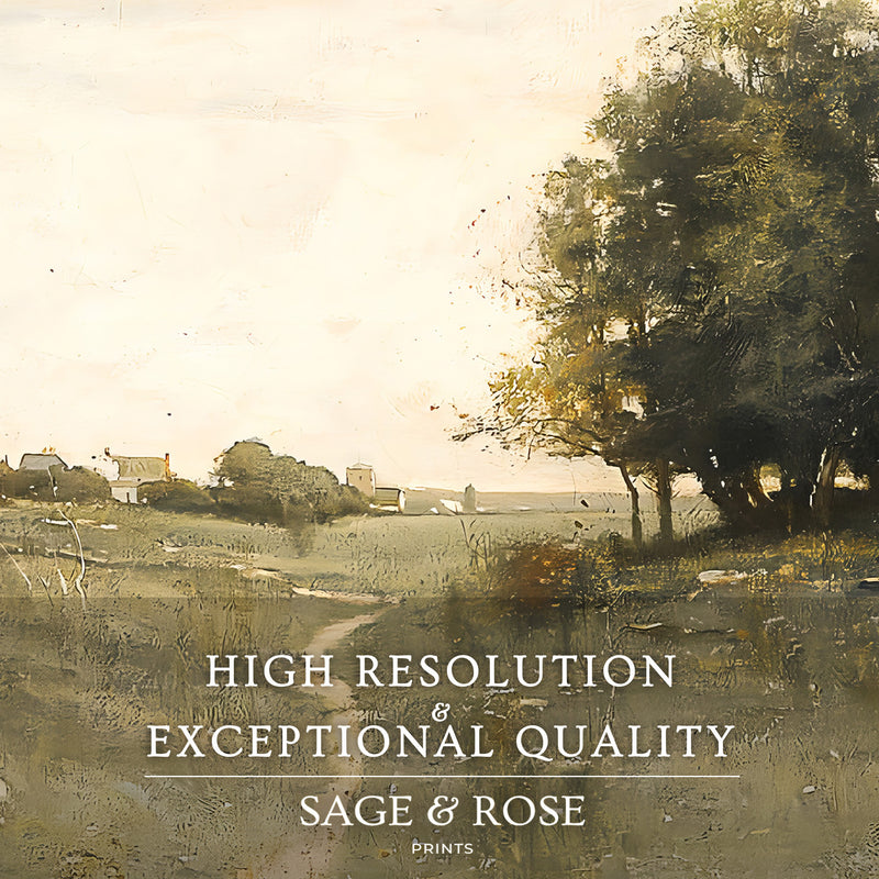 Muted Green Countryside Landscape No2 - Sage and Rose Prints