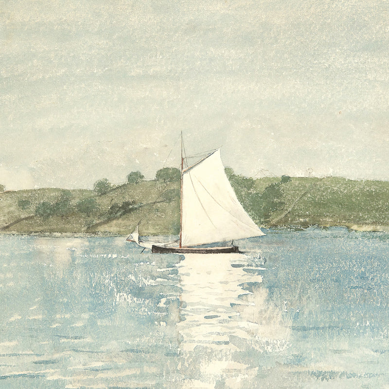 Sage and Light Blue Coastal Sailboat Print - Sage and Rose Prints