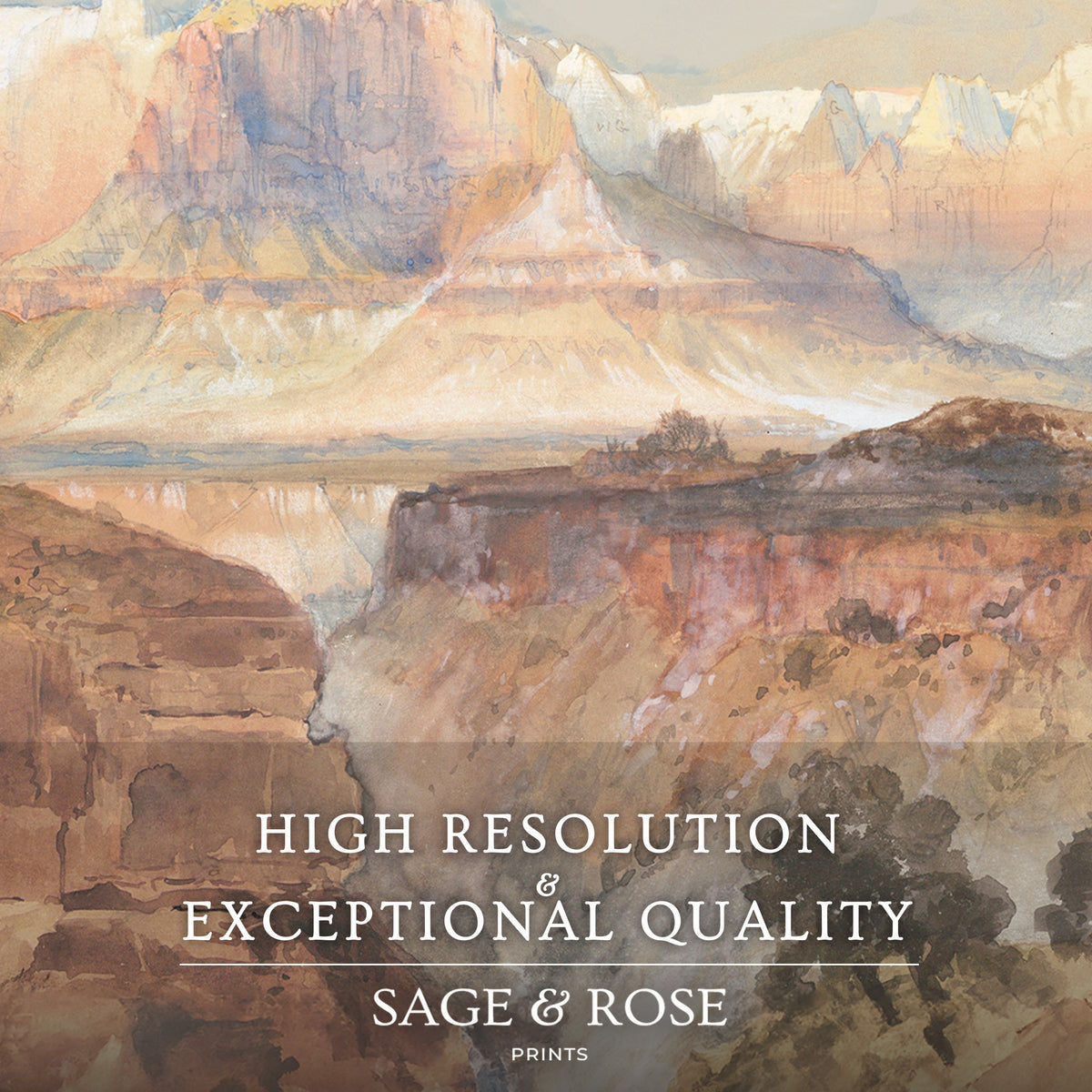 Desert Watercolor in Shades of Orange - Sage and Rose Prints