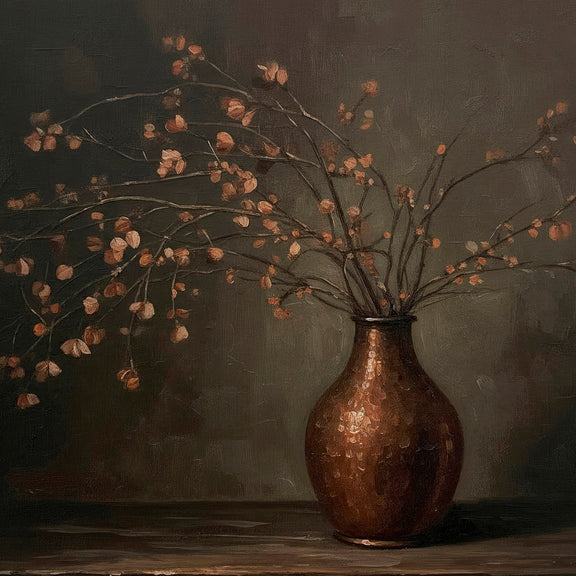 AK-44-Moody Wabi Sabi Copper Vase - Sage and Rose Prints