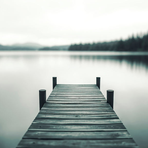 Black and White Moody Lake Photo - Sage and Rose Prints