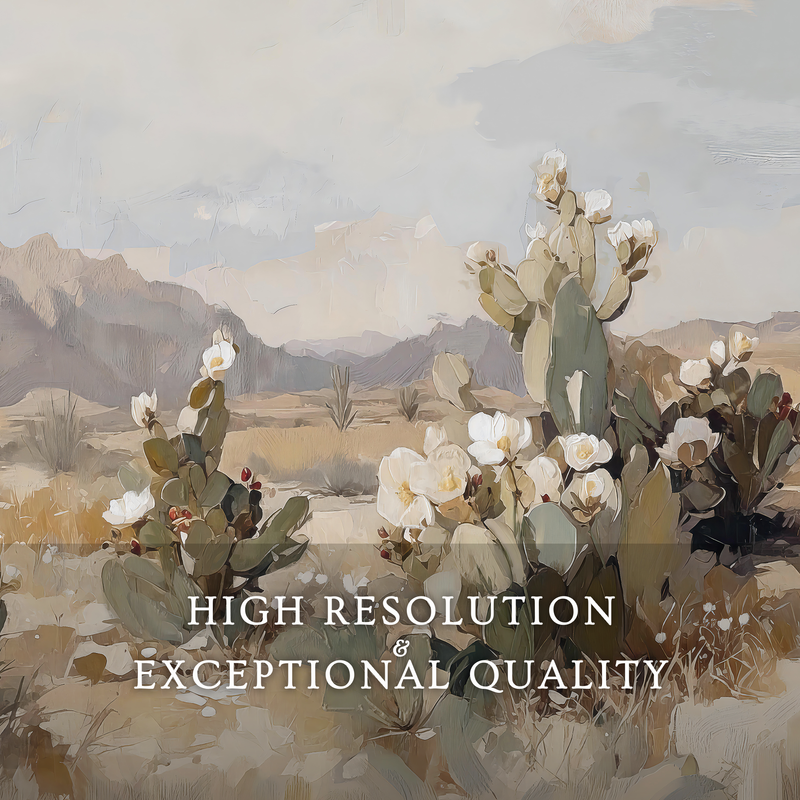 Desert Landscape with Flowering Cactus - Sage and Rose Prints