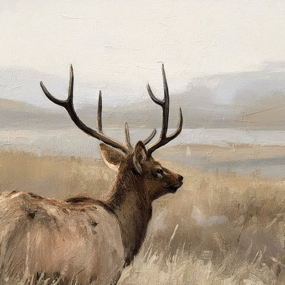 Deer in Tall Grasses Wildlife Painting - Sage and Rose Prints
