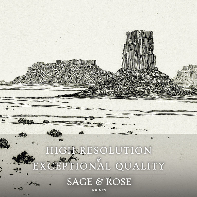 Desert Mesa Drawing - Sage and Rose Prints