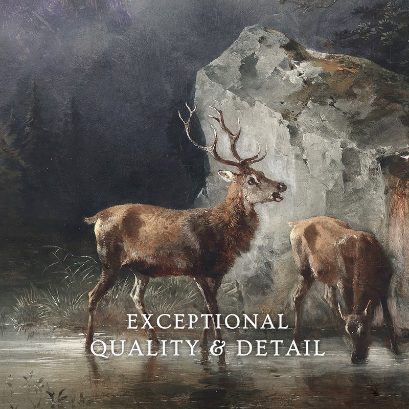 Classical Painting of Deer No2 - Sage and Rose Prints