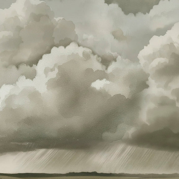 42-Rain Clouds on the Horizon Watercolor - Sage and Rose Prints