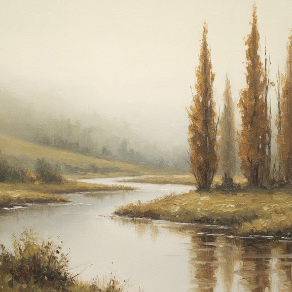 58 - Fall Trees by a Peaceful River - Sage and Rose Prints