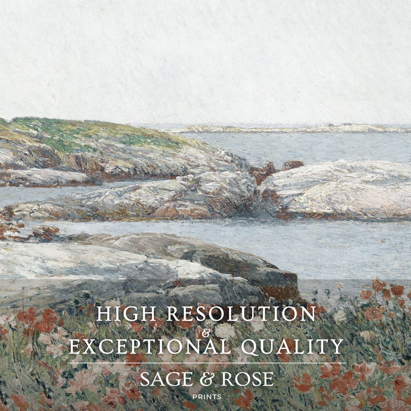 Serene Impressionist Coastal Flowers No1 - Sage and Rose Prints