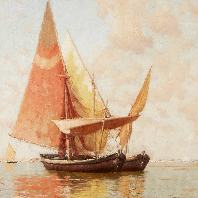 Vintage Amber Sailboat Square Print - Sage and Rose Prints