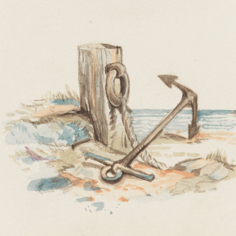 Seaside Anchor Watercolor Print - Sage and Rose Prints