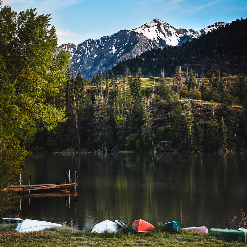 Canoes on the Lake Mountain Photography - Sage and Rose Prints