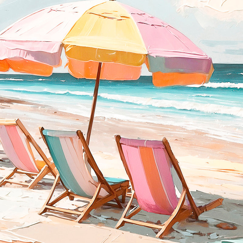 Tropical Beach Umbrellas Square Print