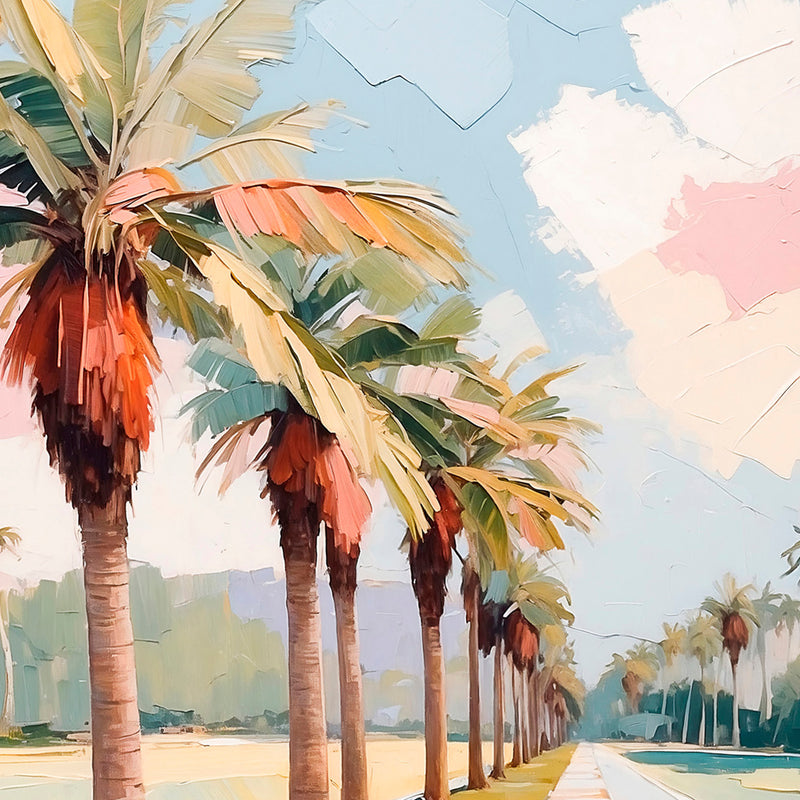Palm Trees Impasto Square Print