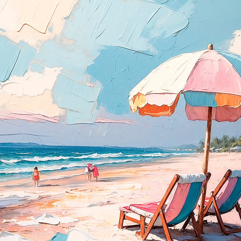 Beachy Umbrellas Square Print