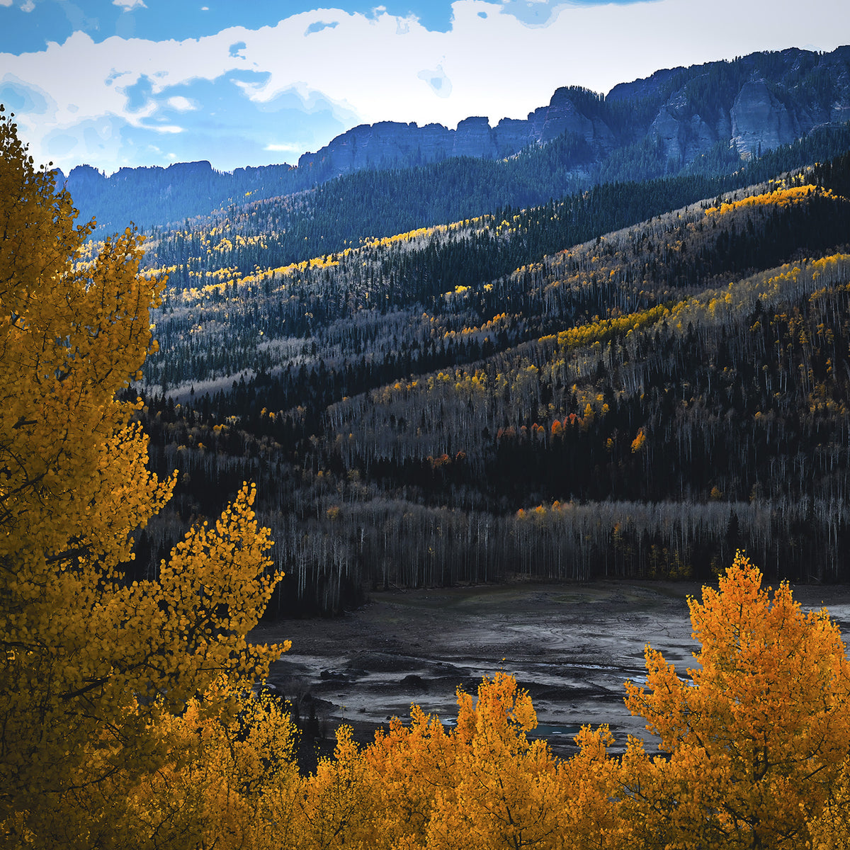Burnt Orange and Royal Blue Colorado Mountain Photography