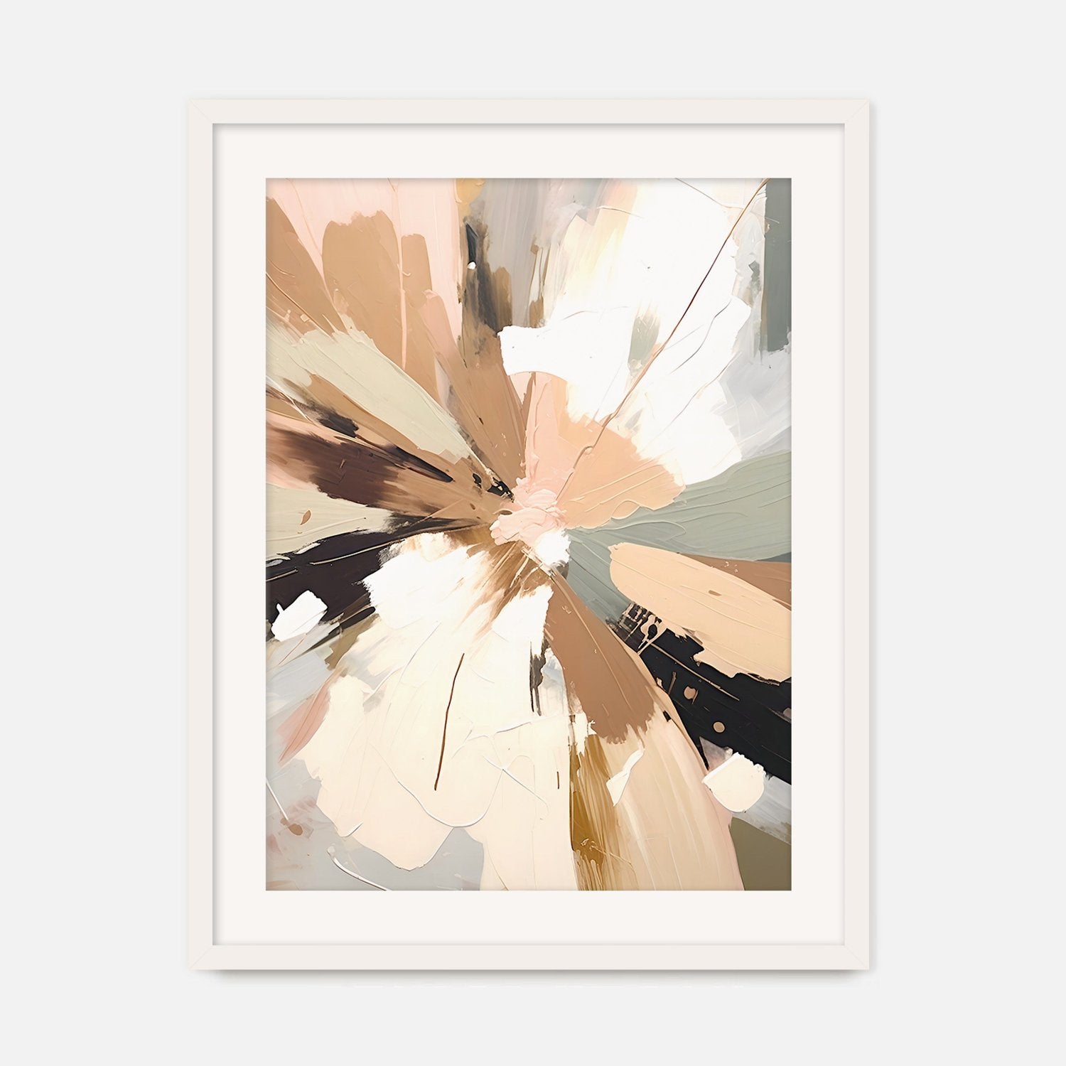 Abstract Rays of Gray and Beige - Sage and Rose Prints