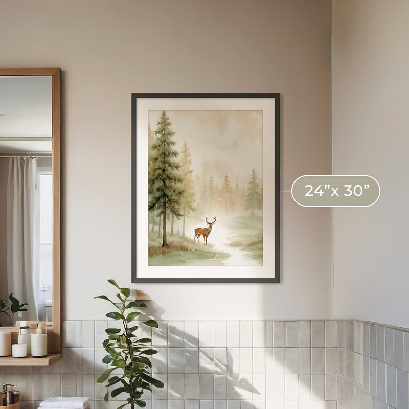 Dear Painting in a Fall Forest - Sage and Rose Prints