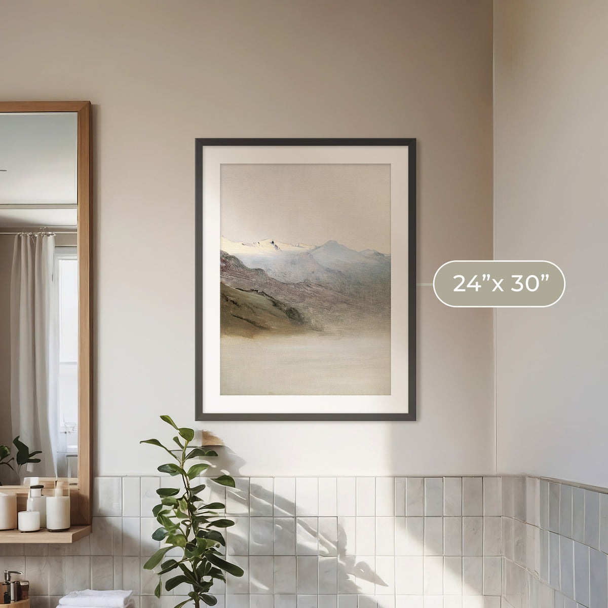 Muted Mountain Painting No1 - Sage and Rose Prints
