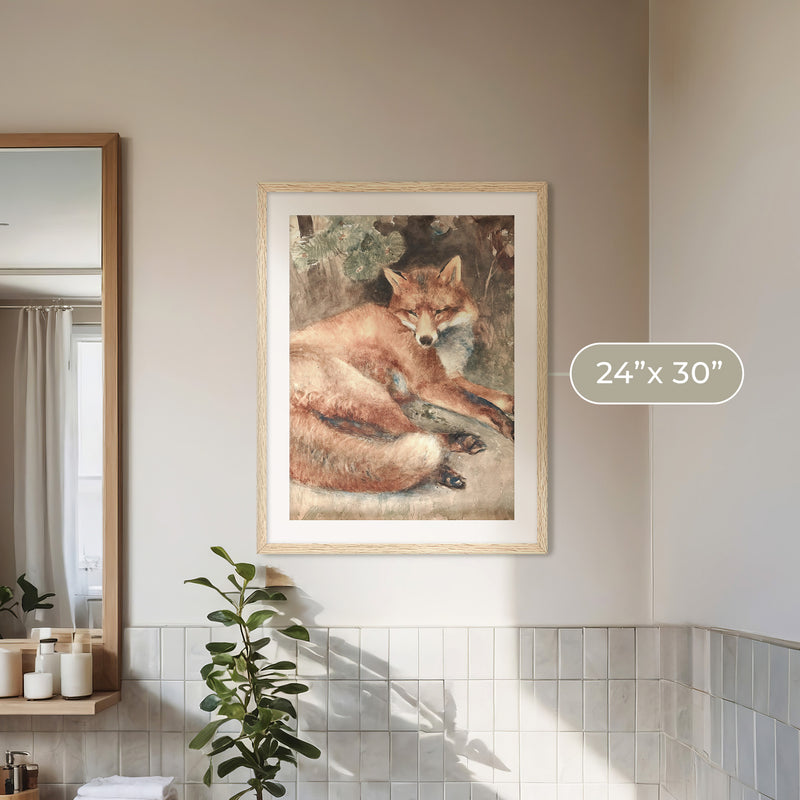 Old Masters Fox Painting No1 - Sage and Rose Prints