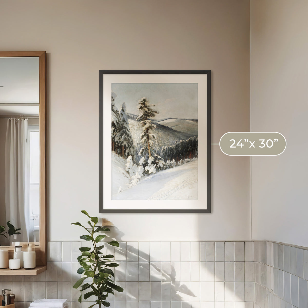 Snowy Forest Landscape - Sage and Rose Prints