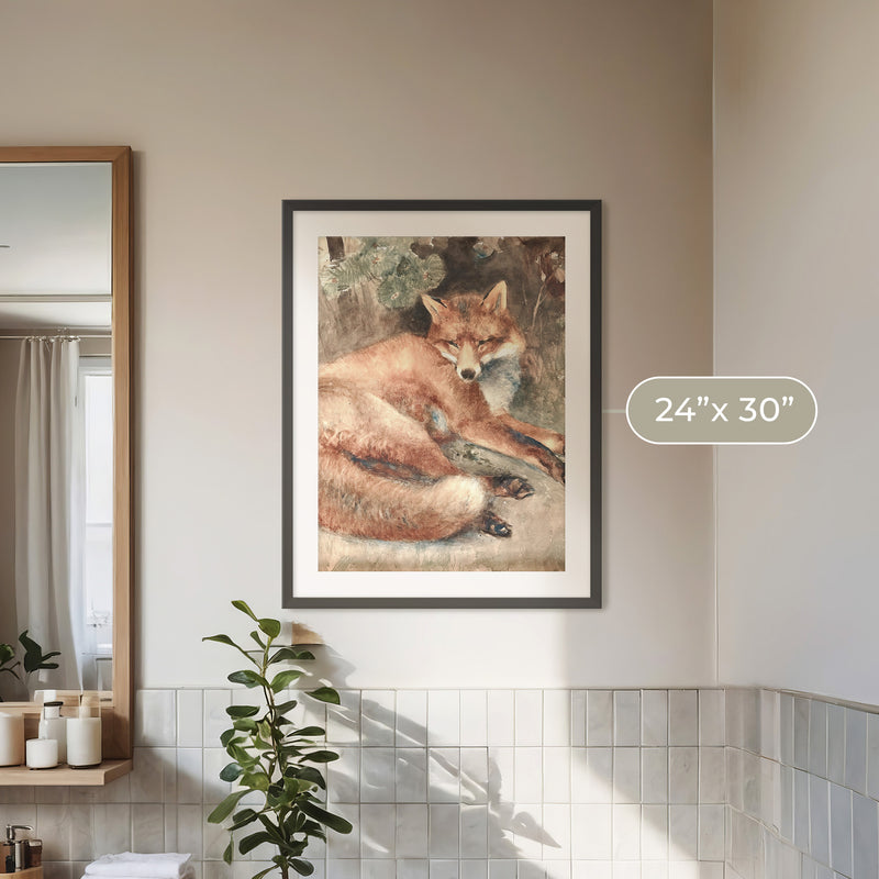 Old Masters Fox Painting No1 - Sage and Rose Prints
