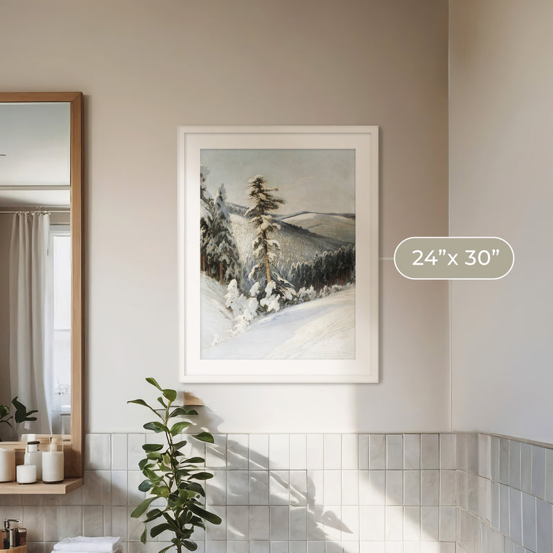 Snowy Forest Landscape - Sage and Rose Prints