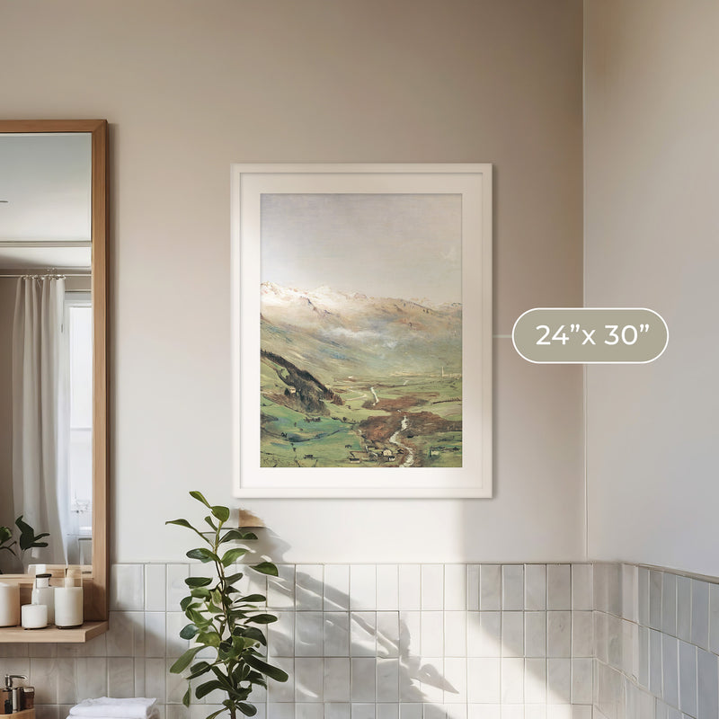 Sunny Mountain Valley Oil Painting No1 - Sage and Rose Prints