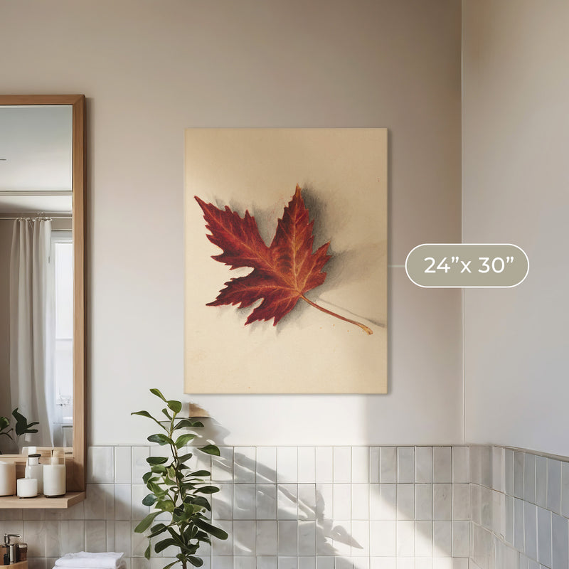 Leaf Drawing in Shades of Red No1 - Sage and Rose Prints